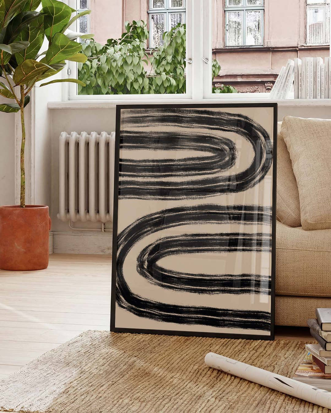 Schwarzes Wellenmuster Poster – Black Wave Pattern