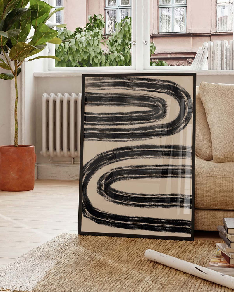 Schwarzes Wellenmuster Poster – Black Wave Pattern