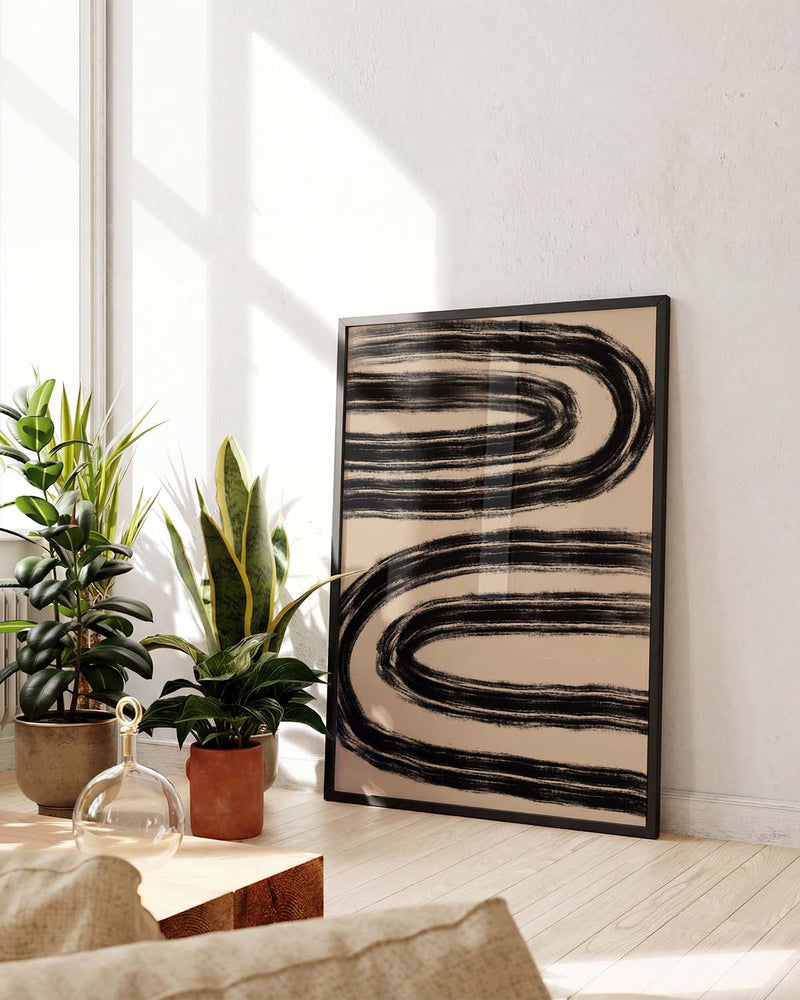 Schwarzes Wellenmuster Poster – Black Wave Pattern