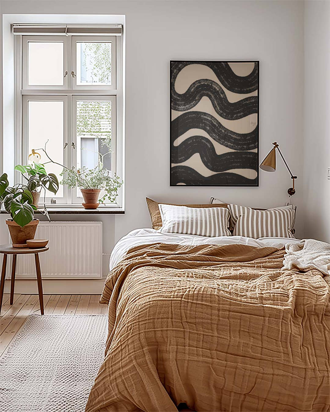 Schwarz Weiß Wellenmuster Poster – Black Wave Pattern