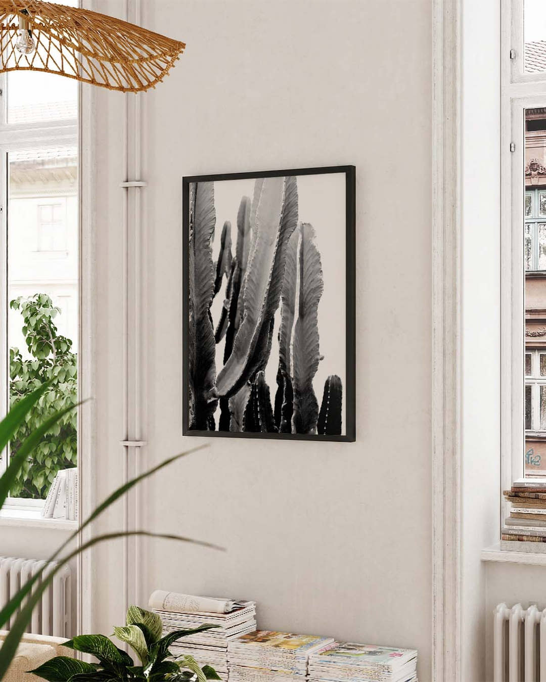Schwarz Weiß Kaktus Poster – Black White Cactus