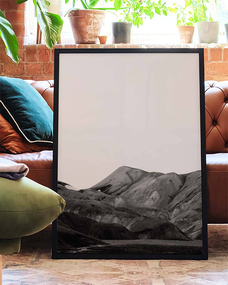 Schwarz Weiß Berglandschaft Poster – Black White Mountain Landscape