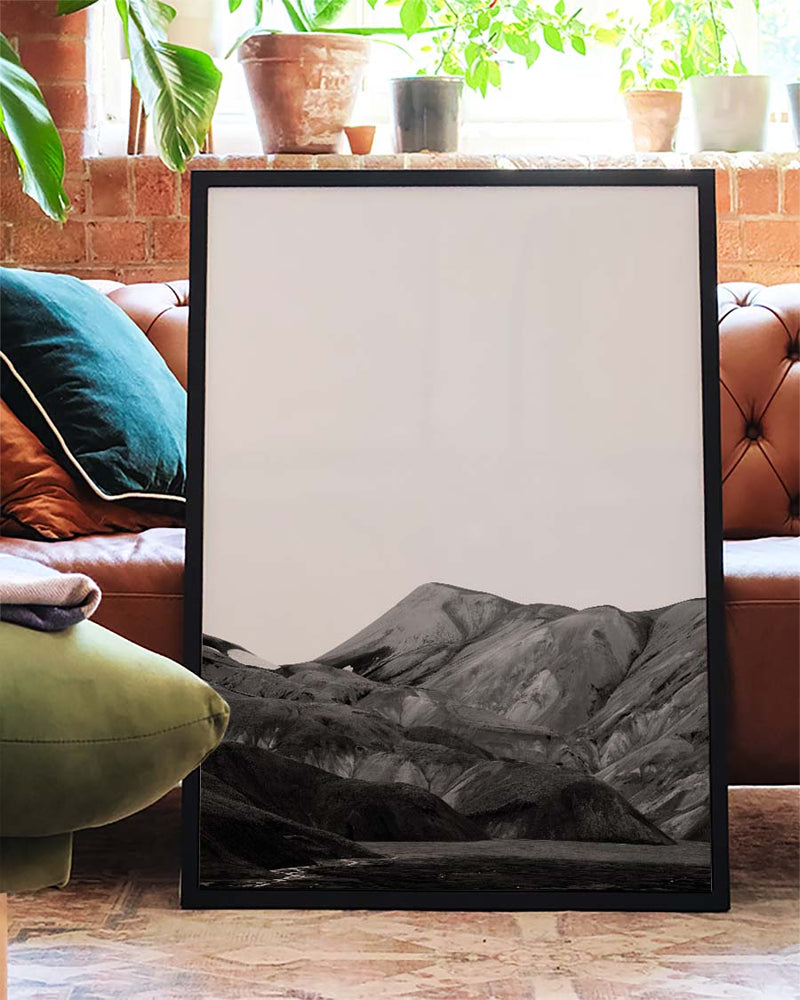 Schwarz Weiß Berglandschaft Poster – Black White Mountain Landscape
