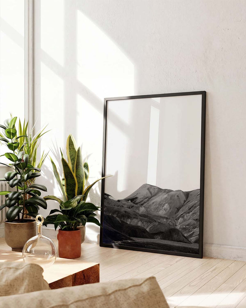 Schwarz Weiß Berglandschaft Poster – Black White Mountain Landscape