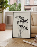 Schwarzes Wildblumen Poster – Black Wildflowers Silhouette