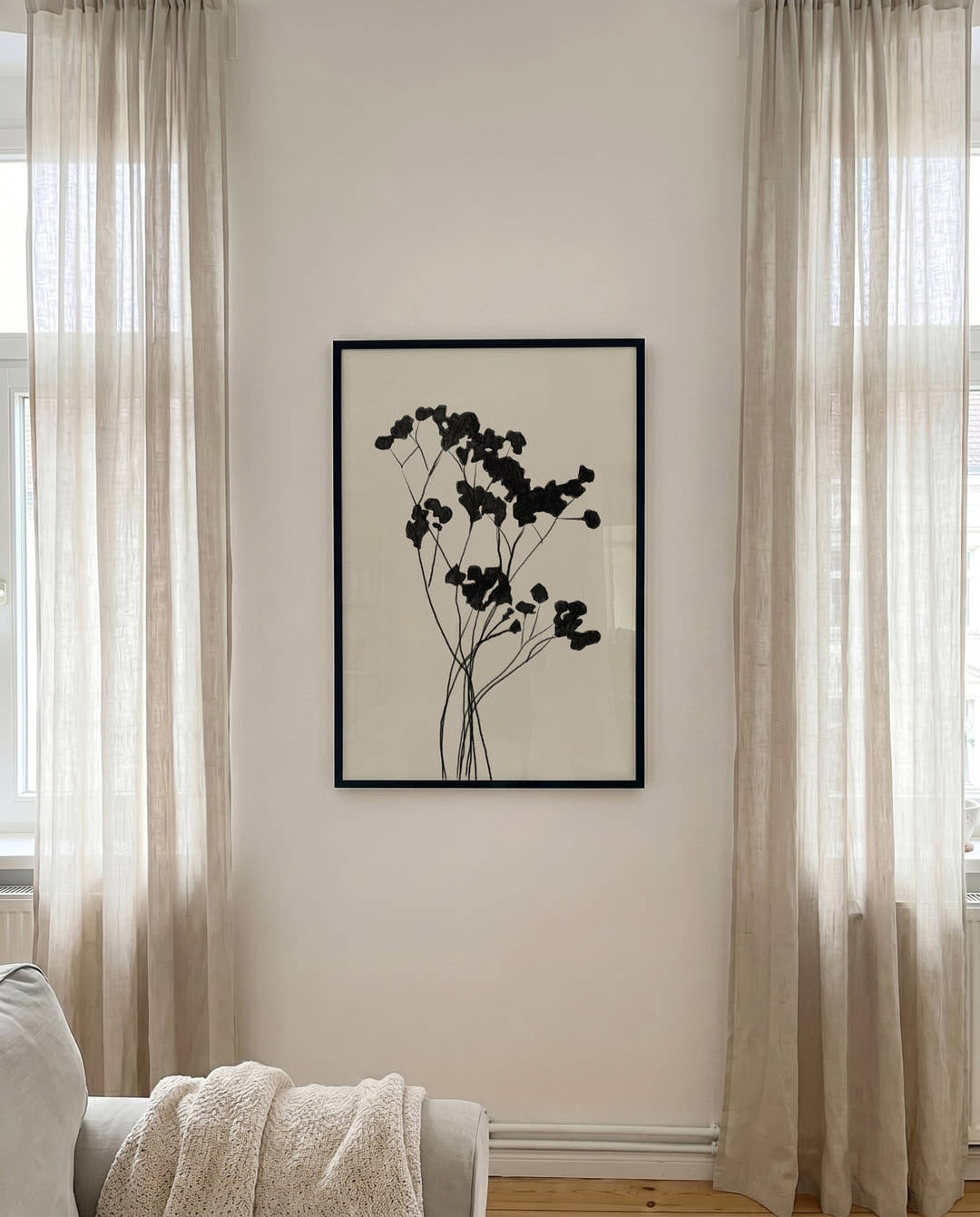 Schwarzes Wildblumen Poster – Black Wildflowers Silhouette