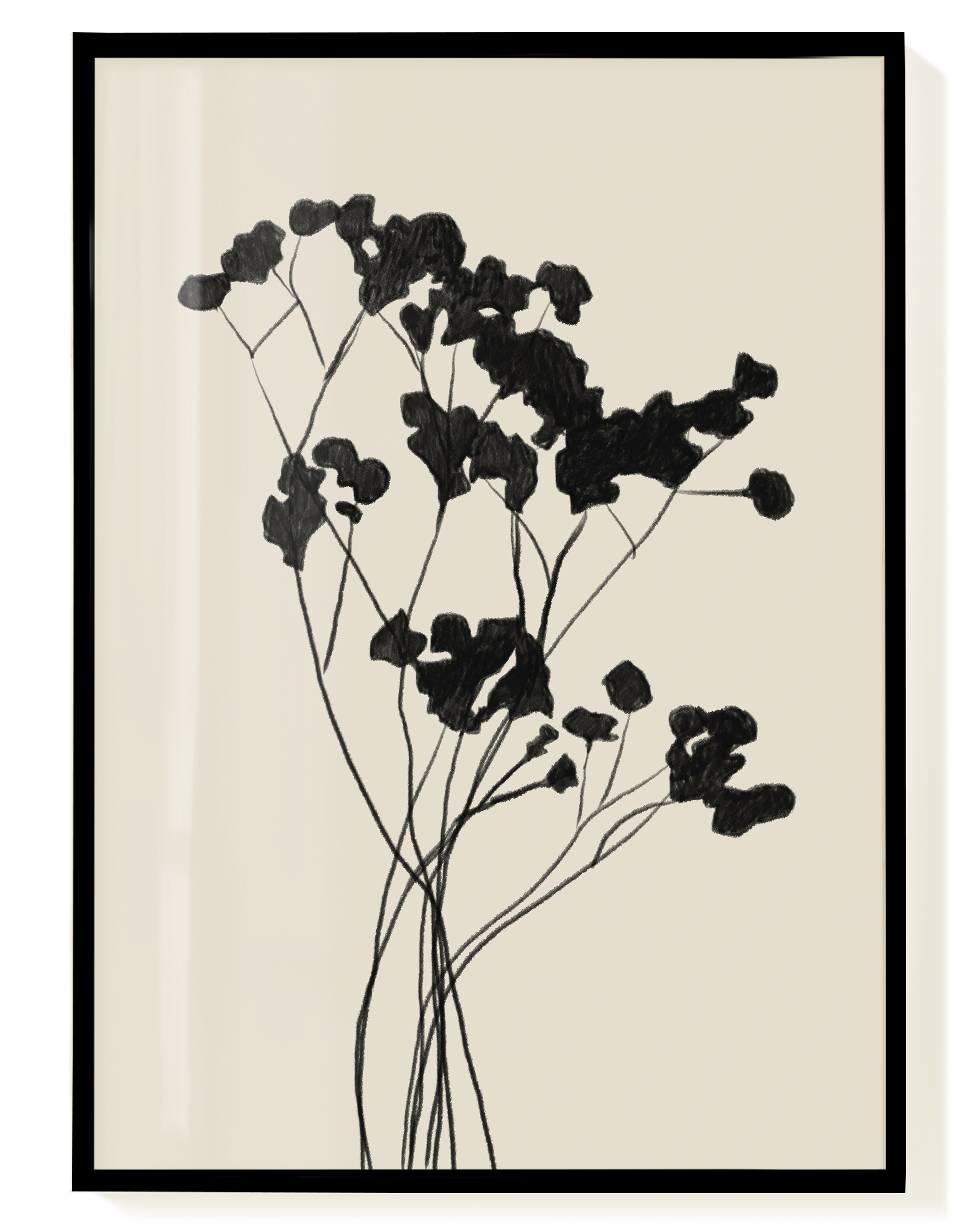 Schwarzes Wildblumen Poster – Black Wildflowers Silhouette | Wallera®