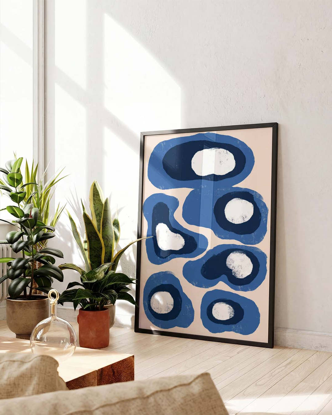 Blaues Abstraktes Formen Poster – Blue Abstract Organic Shapes