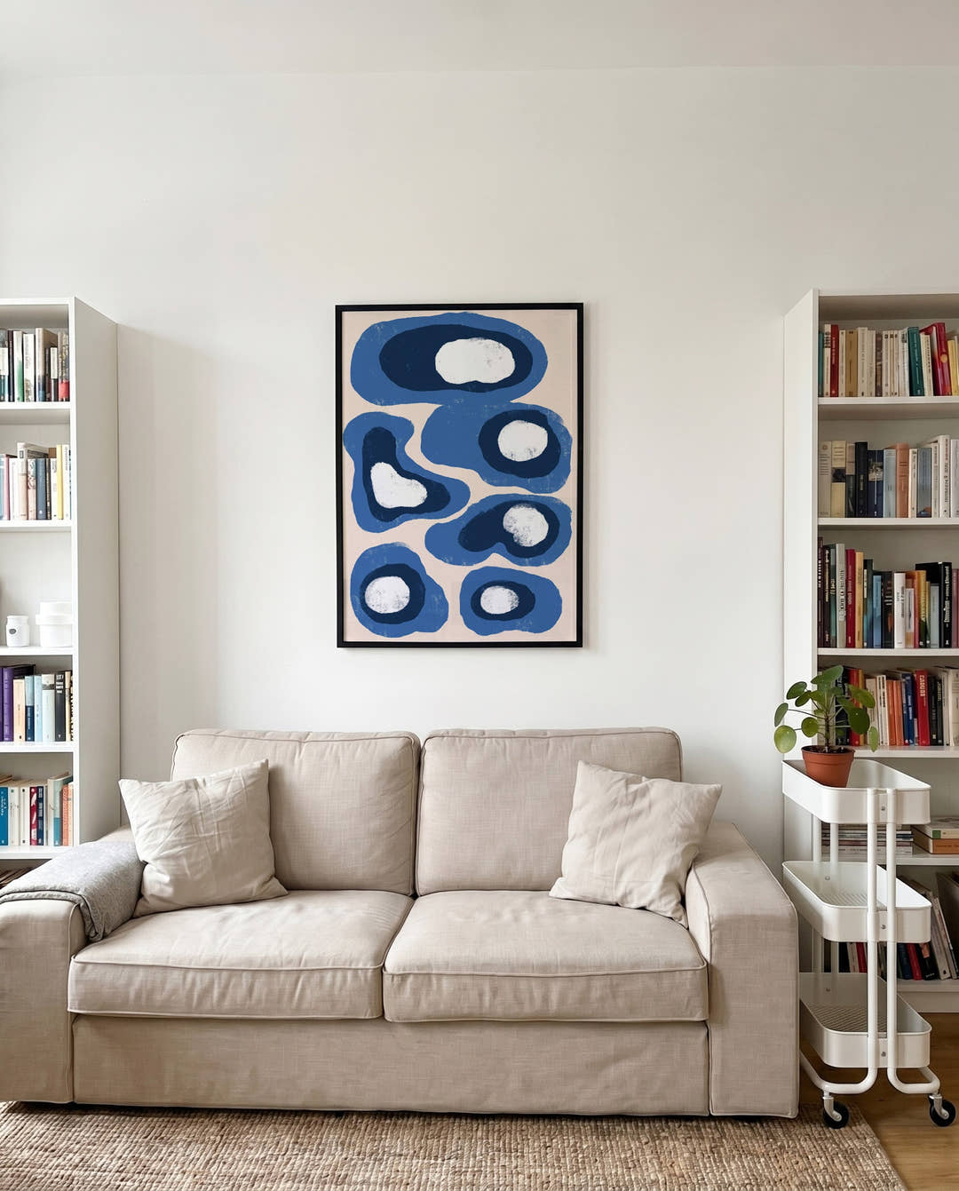 Blaues Abstraktes Formen Poster – Blue Abstract Organic Shapes