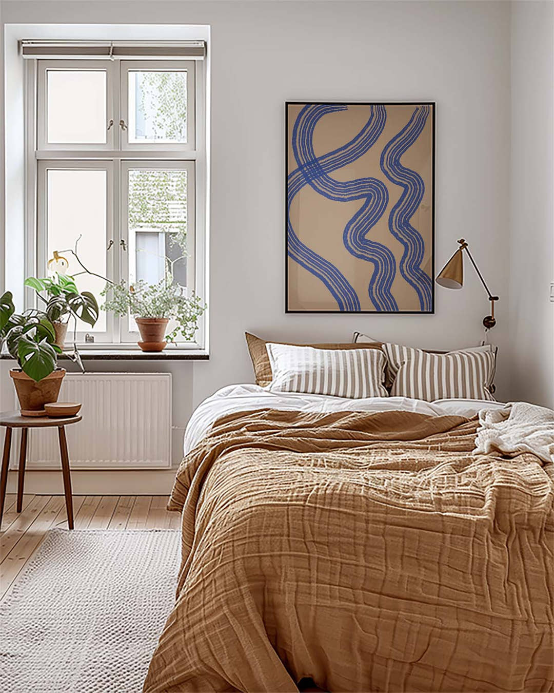 Blaues Wellen Linien Poster – Blue Abstract Wave Lines