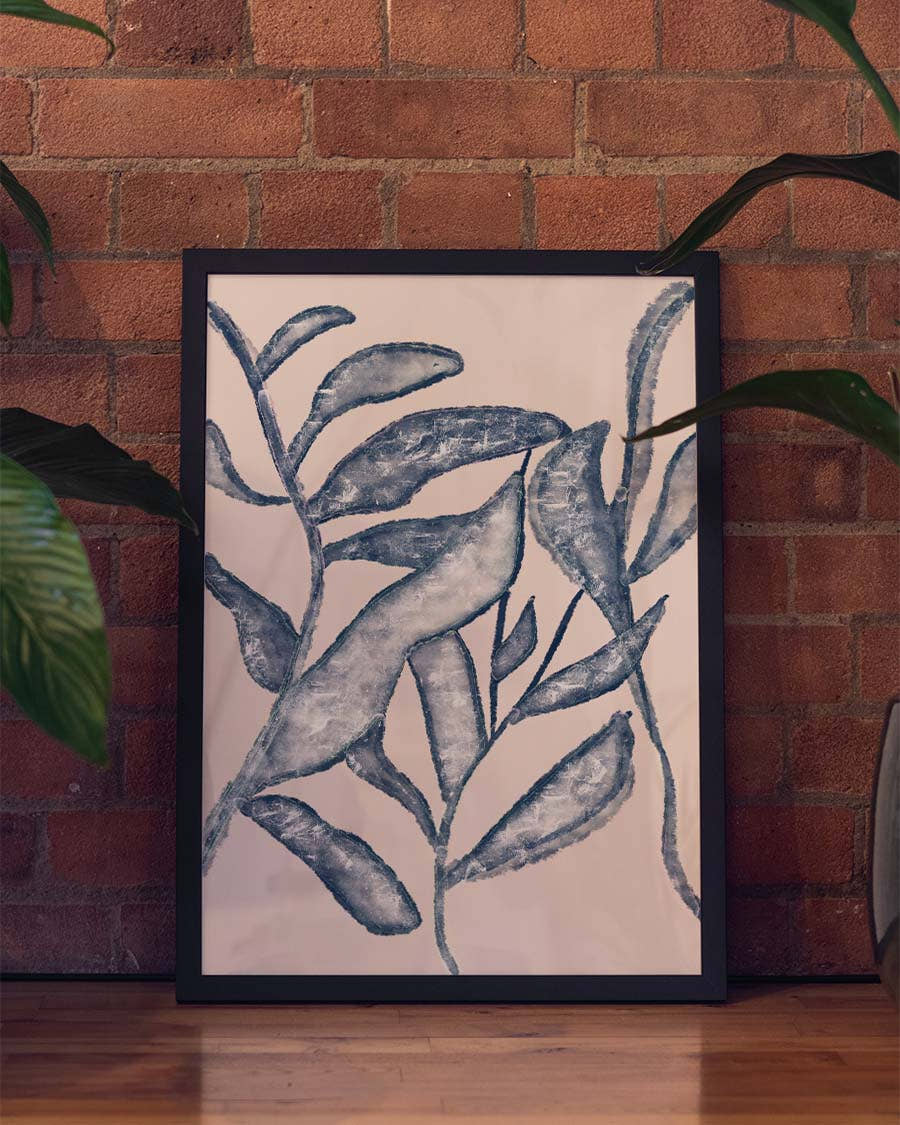 Blaues Botanik Poster modern – Blue Botanic Sketch