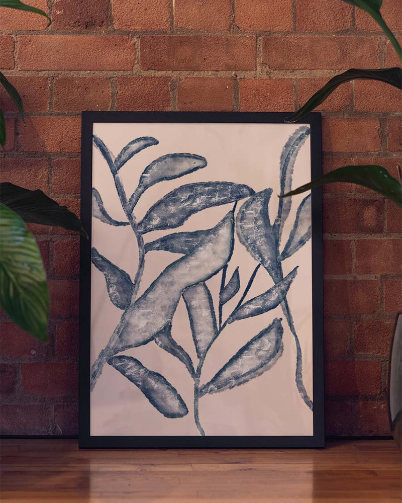 Blaues Botanik Poster modern – Blue Botanic Sketch