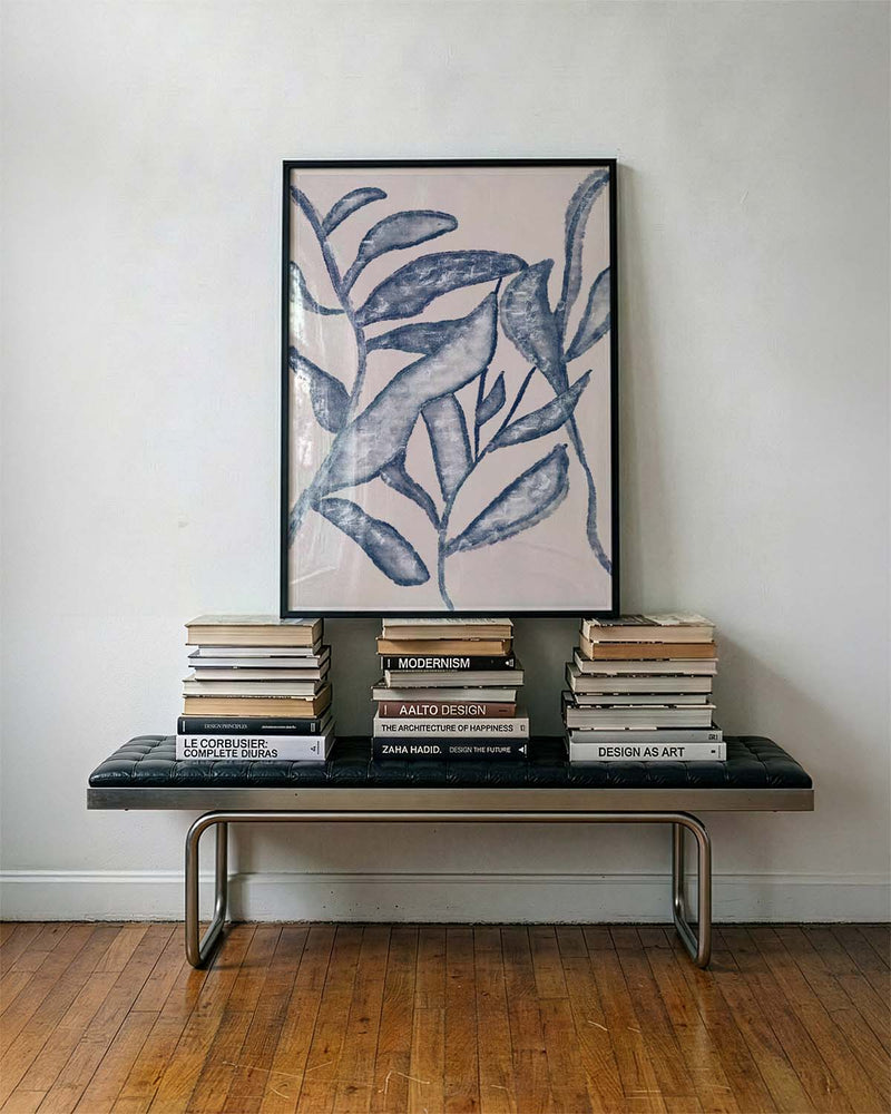 Blaues Botanik Poster modern – Blue Botanic Sketch