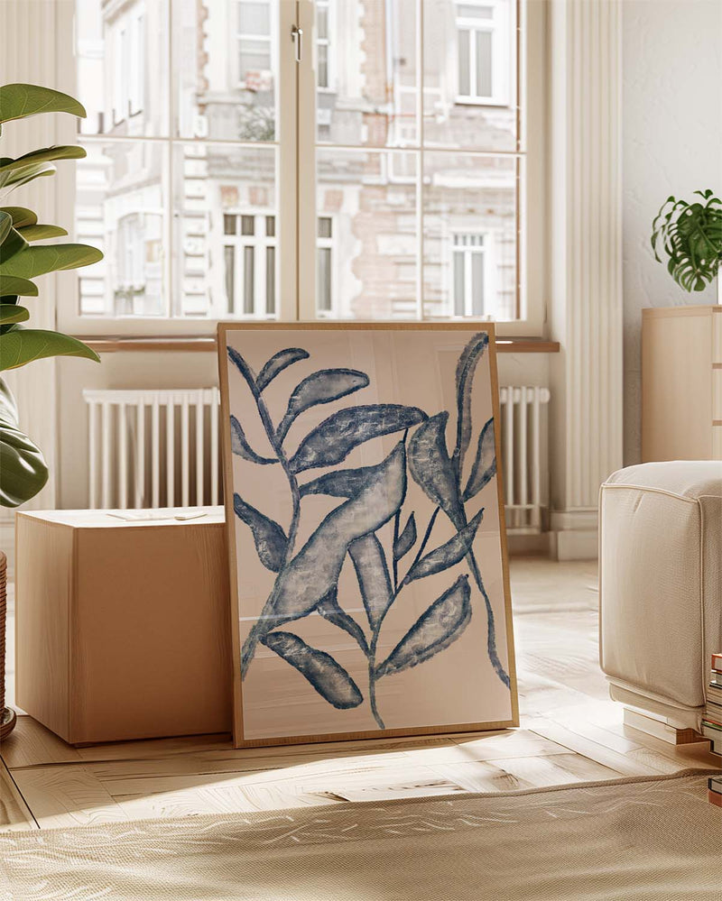 Blaues Botanik Poster modern – Blue Botanic Sketch