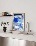 Blaues Kaffee Stillleben Poster – Blue Coffee Table