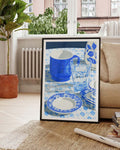 Blaues Kaffee Stillleben Poster – Blue Coffee Table