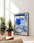 Blaues Kaffee Stillleben Poster – Blue Coffee Table