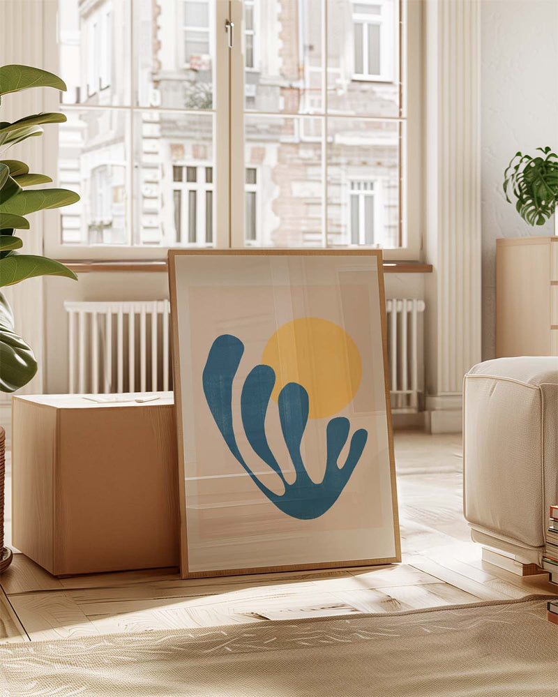 Abstraktes Blau Sonne Poster – Blue Form Sun