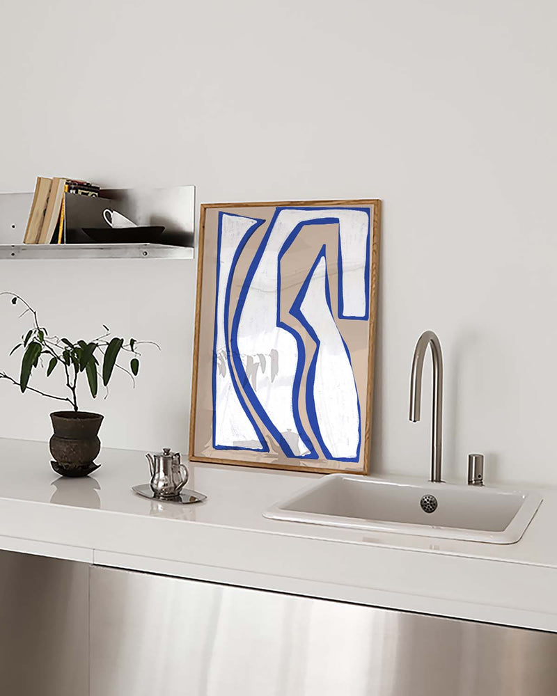 Blaue Organische Linien Poster – Blue Organic Line Form