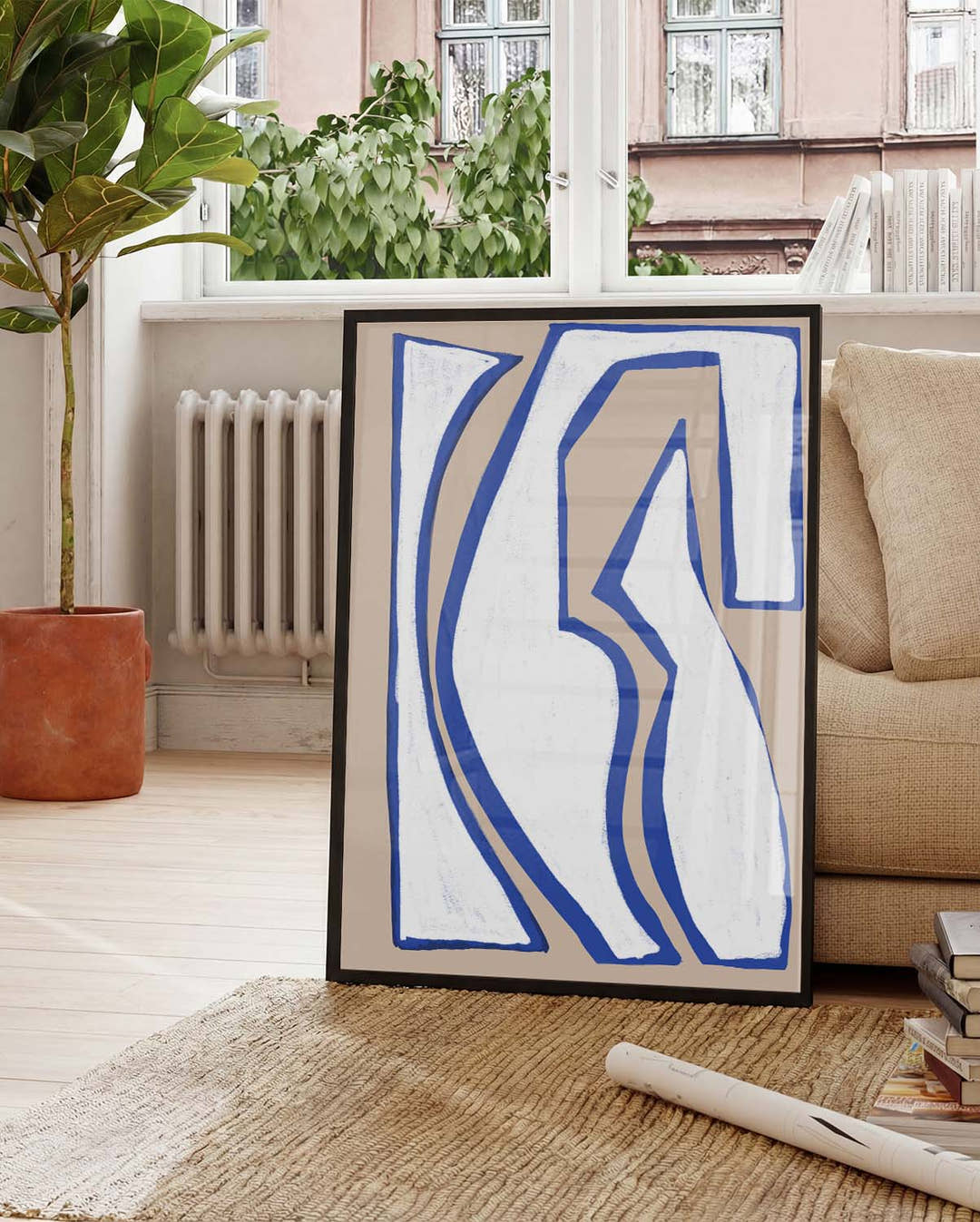 Blaue Organische Linien Poster – Blue Organic Line Form