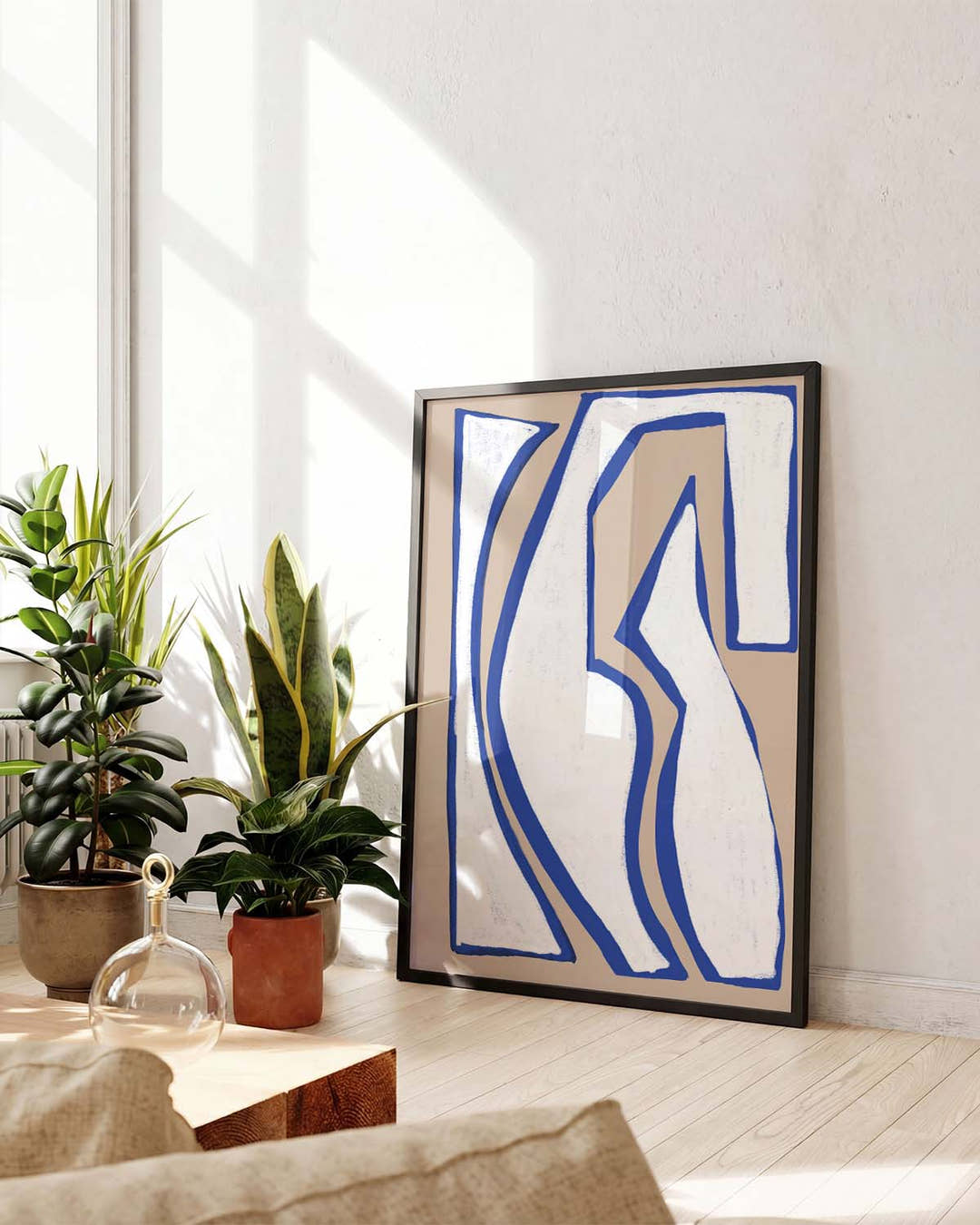 Blaue Organische Linien Poster – Blue Organic Line Form