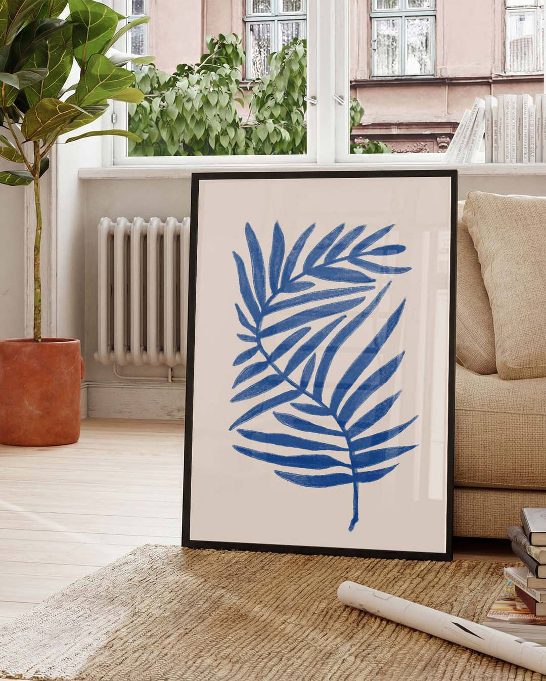 Blaue Palmblatt Poster – Blue Palm Leaf