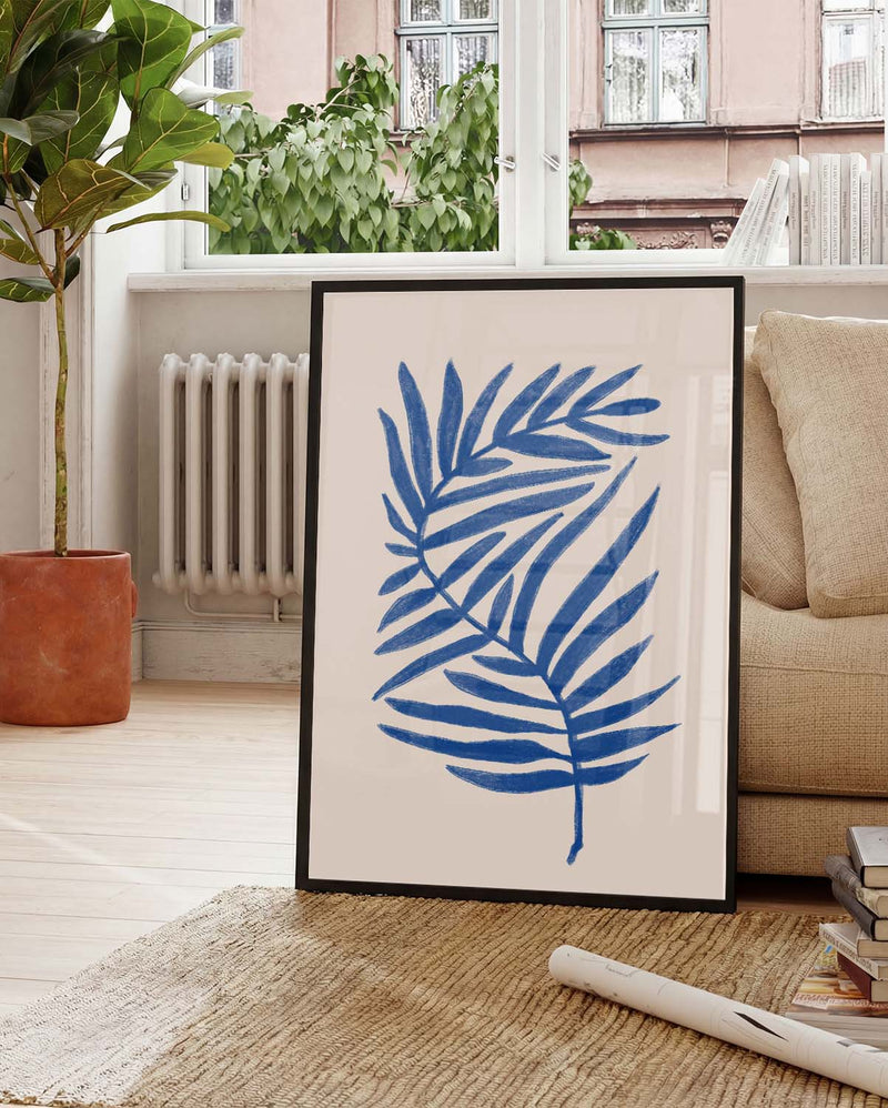 Blaue Palmblatt Poster – Blue Palm Leaf