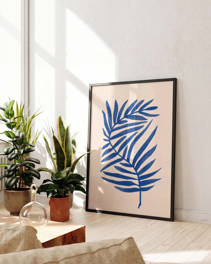 Blaue Palmblatt Poster – Blue Palm Leaf