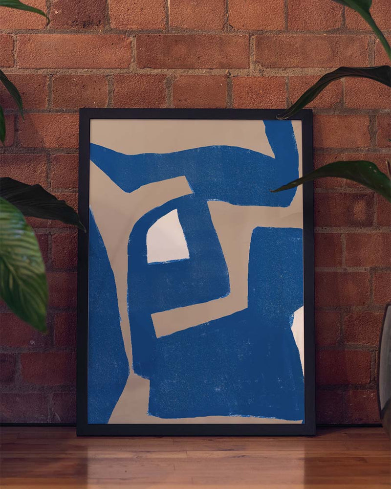 Abstraktes Blau Poster modern – Bold Blue Abstract Form