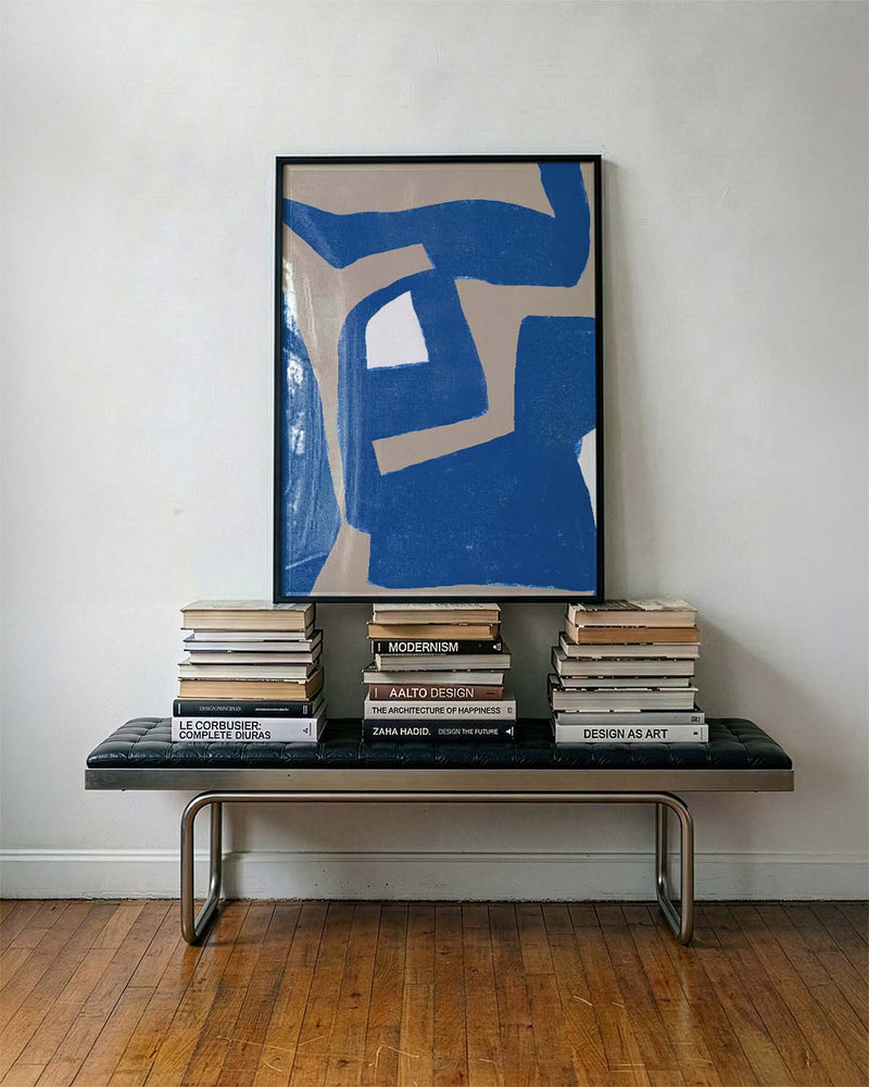 Abstraktes Blau Poster modern – Bold Blue Abstract Form
