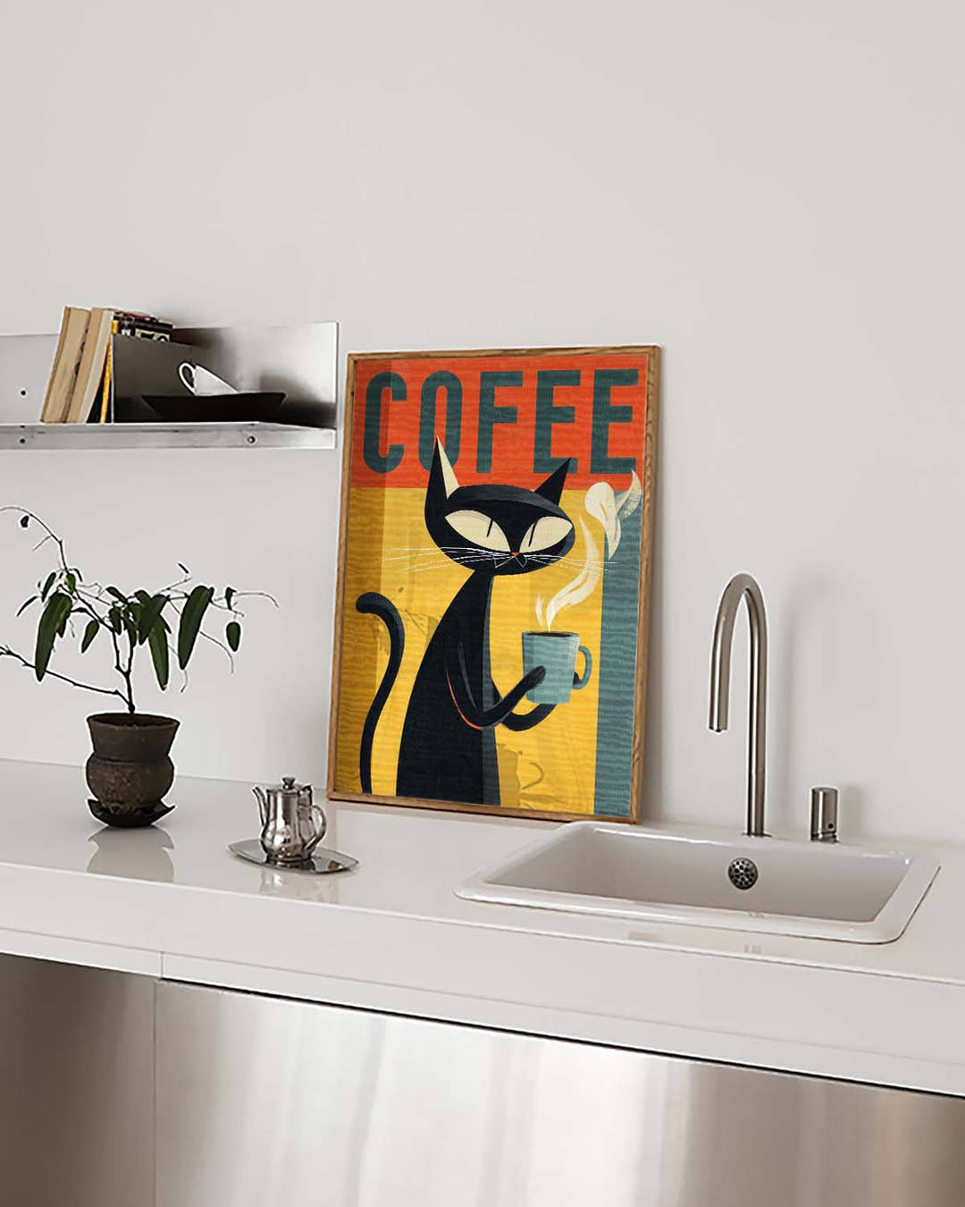 Coffee Cat Retro Poster – Coffee Cat Poster