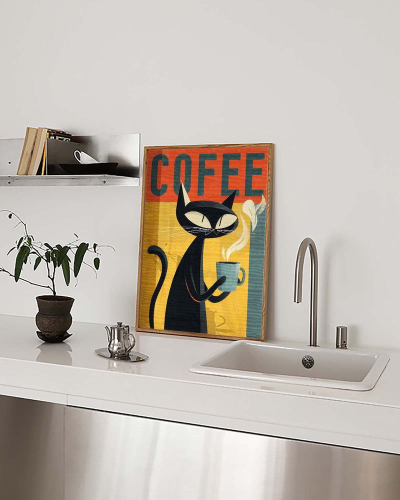 Coffee Cat Retro Poster – Coffee Cat Poster