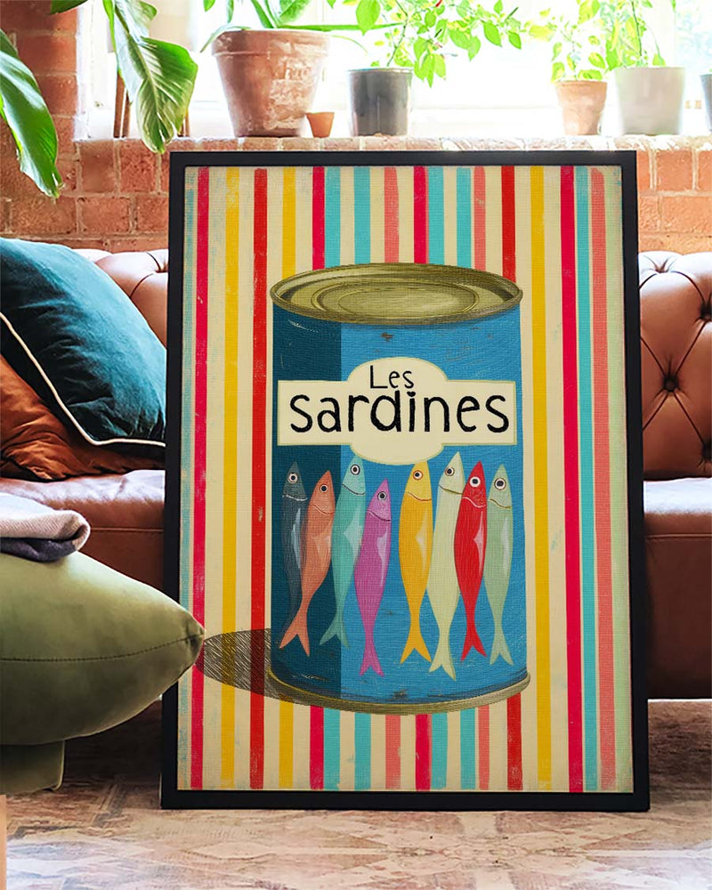 Sardines Retro Food Poster – Colorful Sardines Can