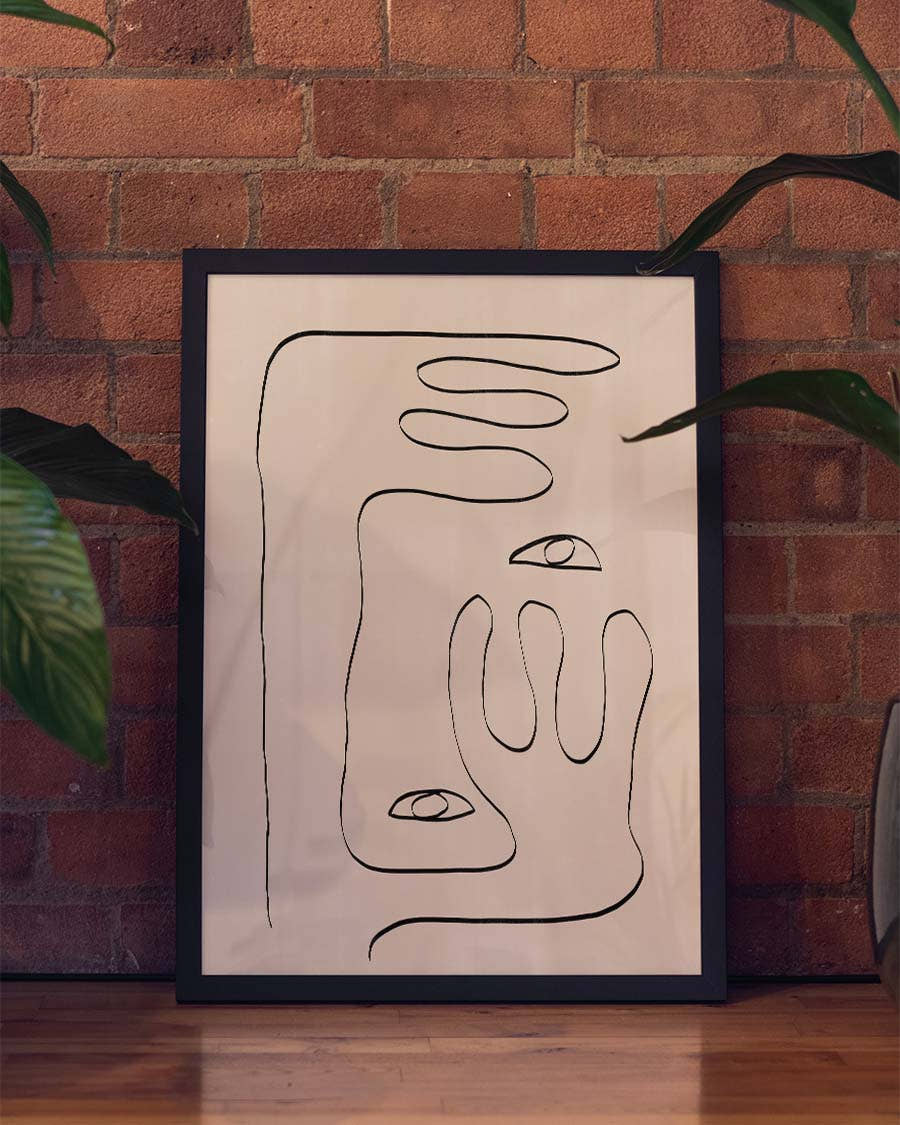 Minimalistisches Linien Gesicht Poster – Continuous Line Face