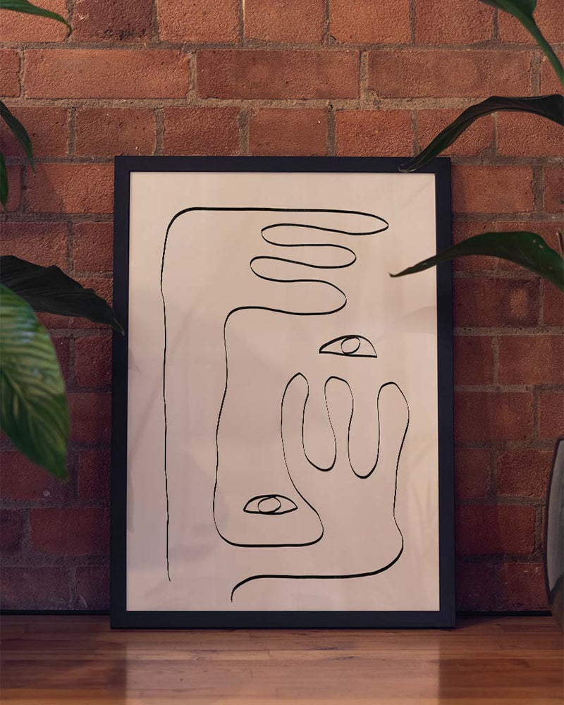 Minimalistisches Linien Gesicht Poster – Continuous Line Face