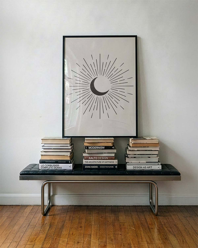 Sonne Mond Poster minimalistisch – Crescent Sun Radiance