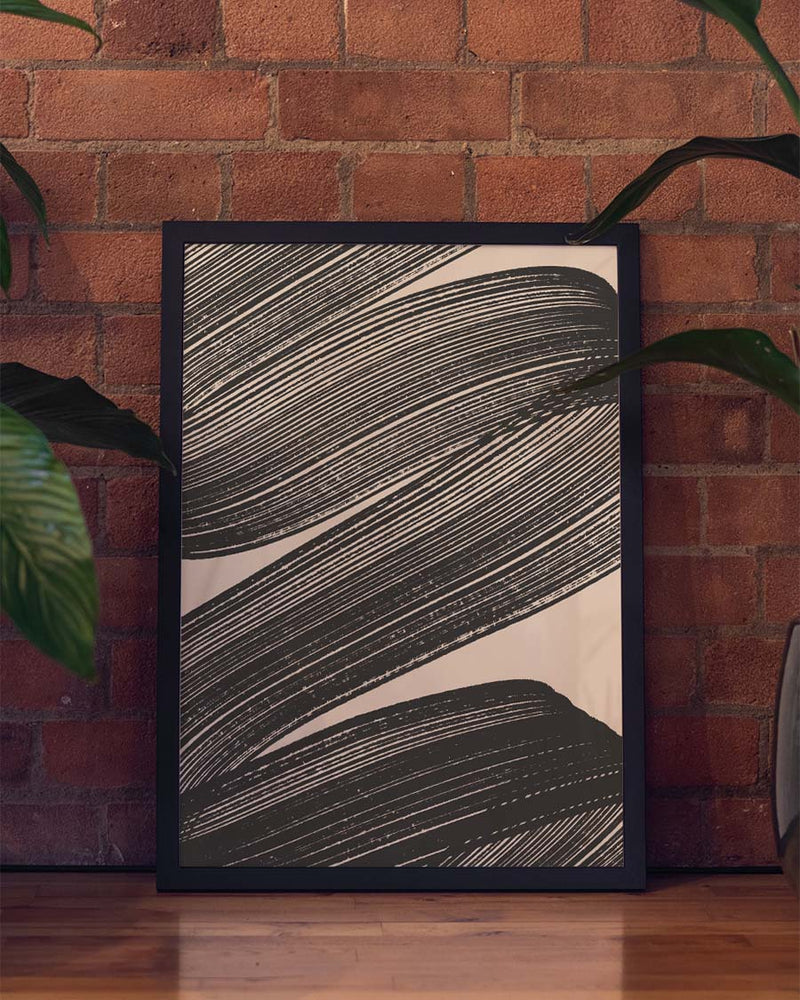 Abstraktes Pinsel Poster – Dunkle Flussdynamik