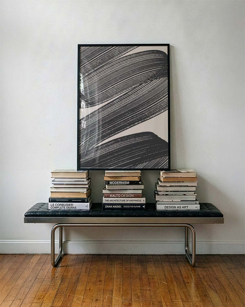 Abstraktes Pinsel Poster – Dunkle Flussdynamik