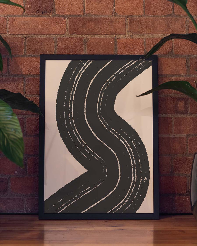 Abstraktes Linien Poster – Dynamische S-Form