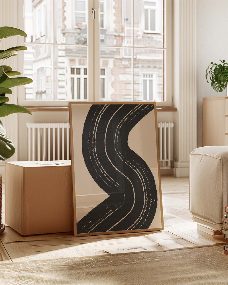 Abstraktes Linien Poster – Dynamische S-Form