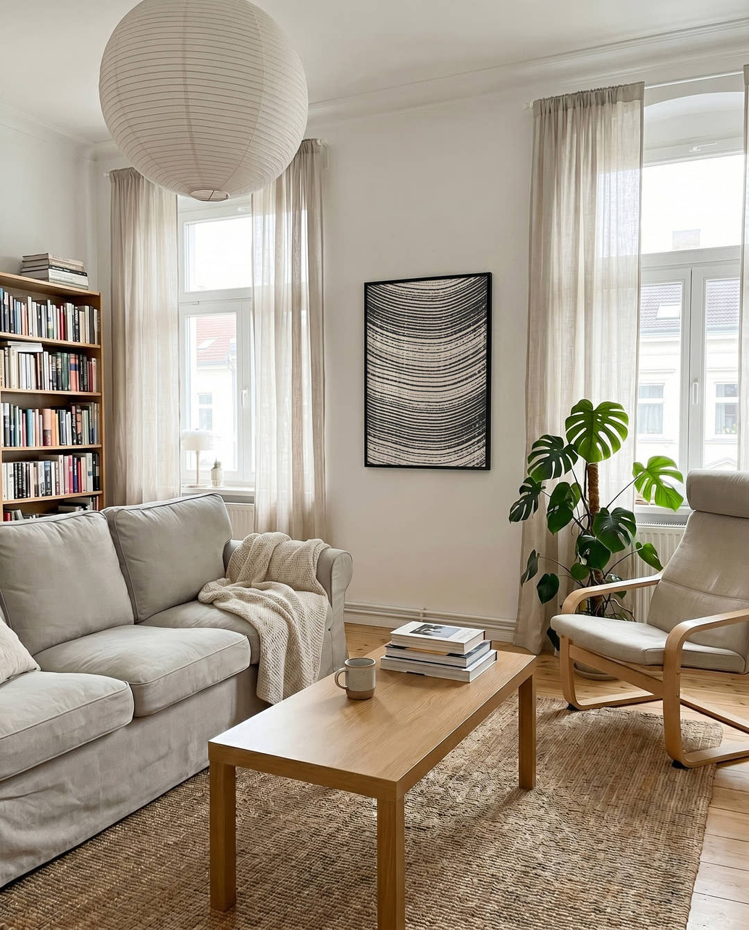 Abstraktes Linien Poster modern – Feine Linienstruktur