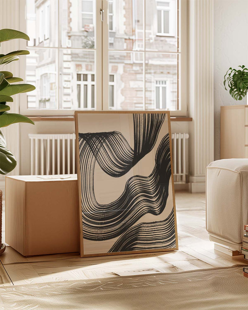 Fließendes Linien Poster – Fliessende Formkomposition