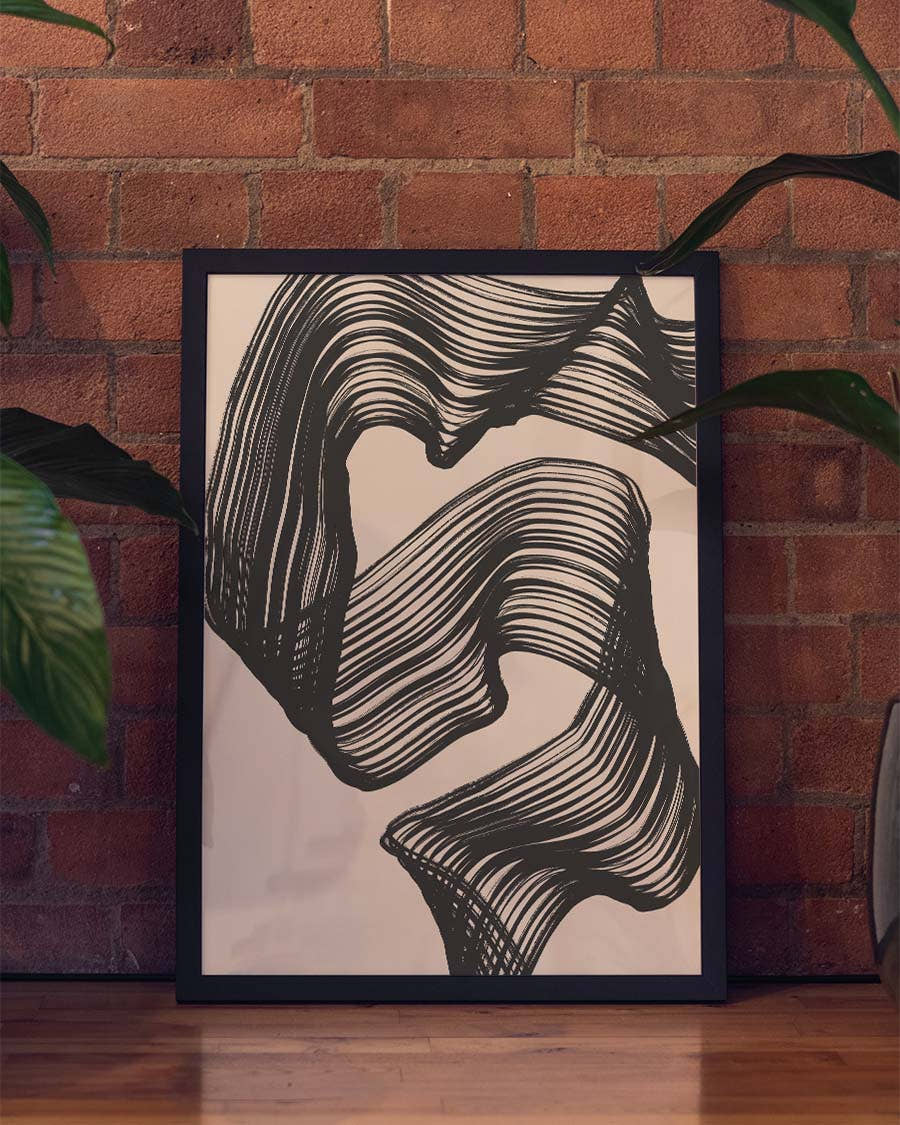 Abstraktes Linien Poster – Fliessende Linienfalten