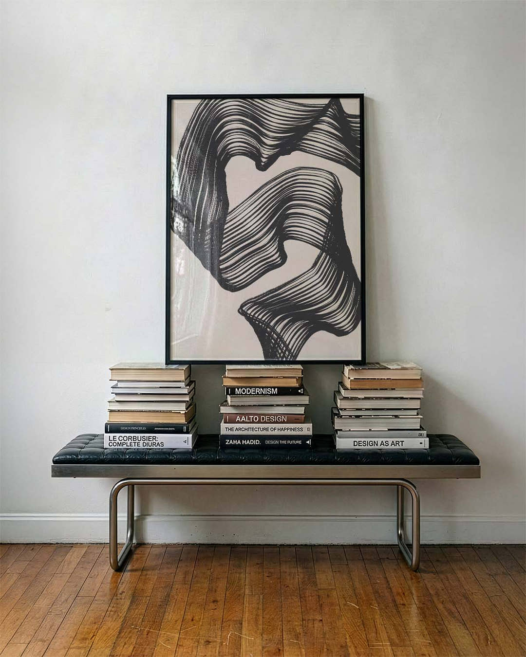 Abstraktes Linien Poster – Fliessende Linienfalten