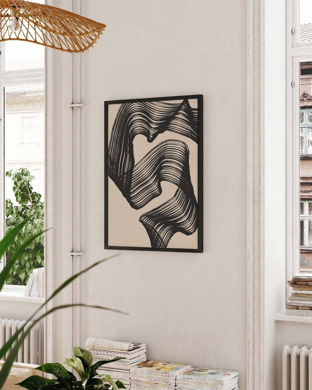 Abstraktes Linien Poster – Fliessende Linienfalten
