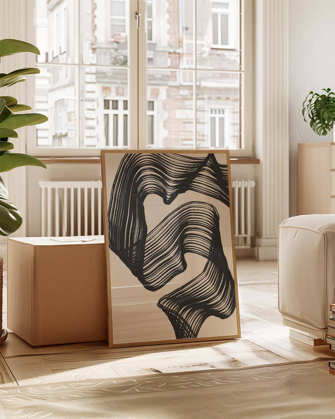 Abstraktes Linien Poster – Fliessende Linienfalten