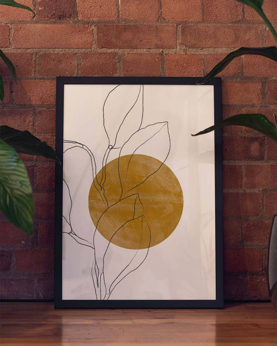 Goldenes Botanik Poster modern – Golden Line Botanic