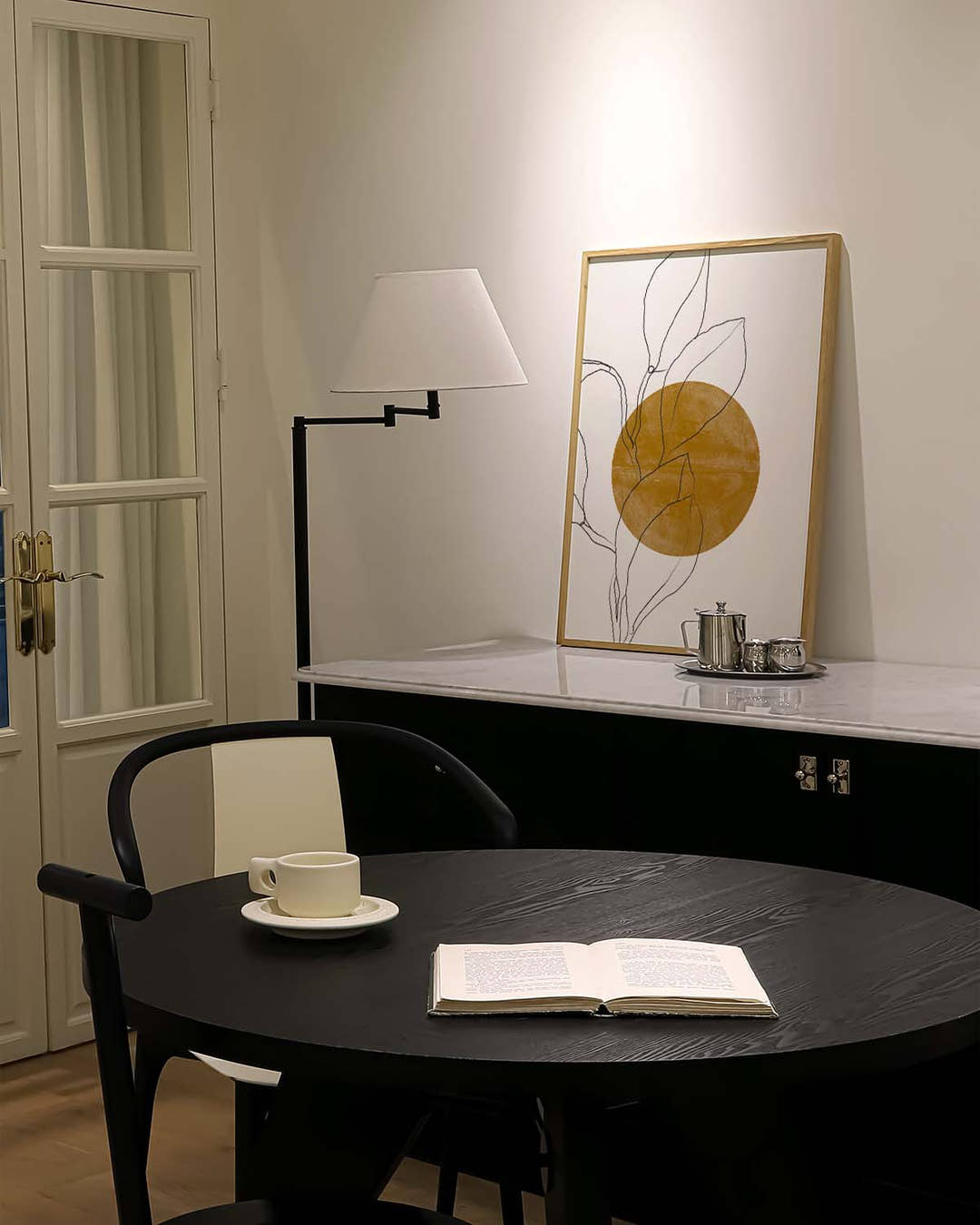 Goldenes Botanik Poster modern – Golden Line Botanic