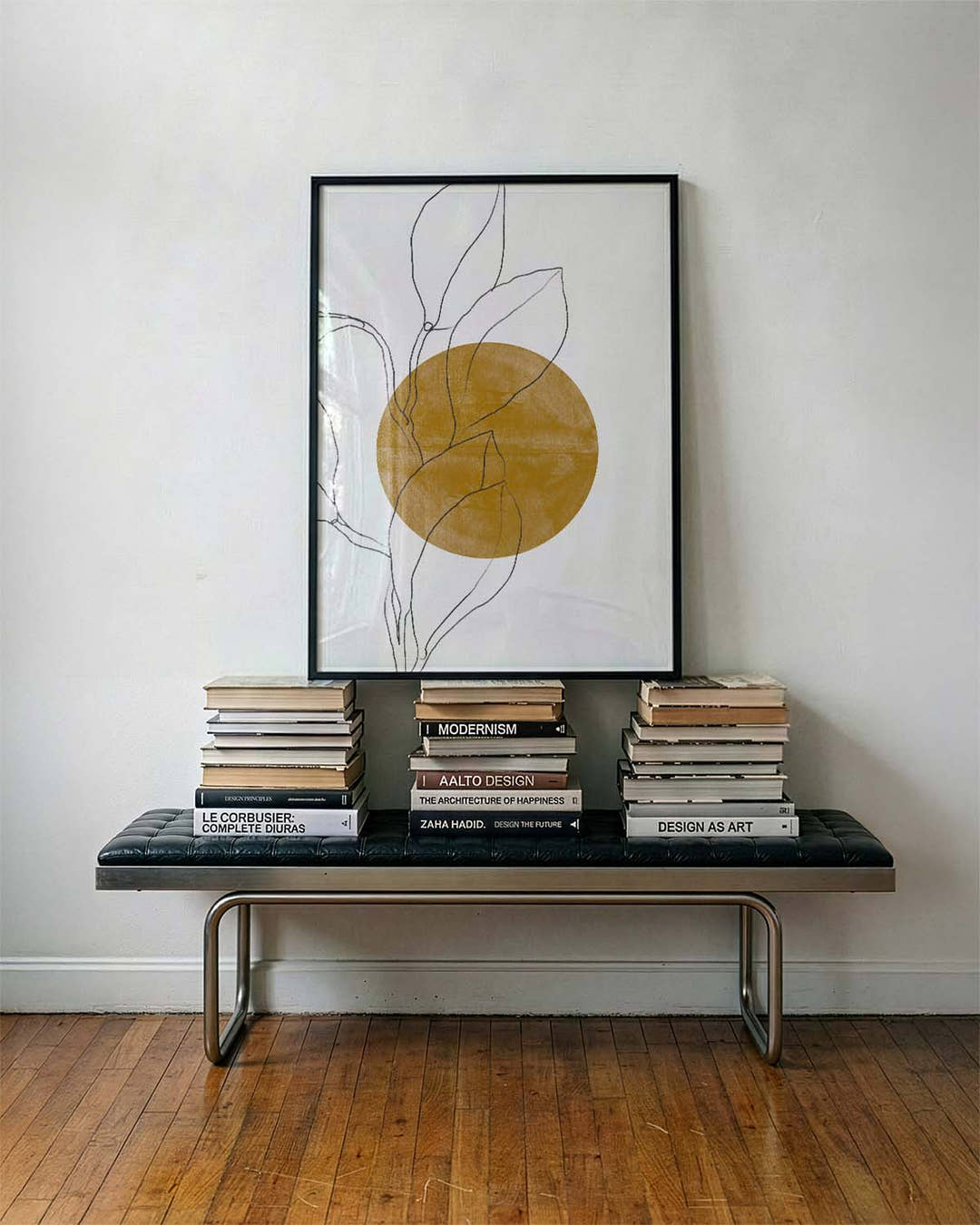 Goldenes Botanik Poster modern – Golden Line Botanic
