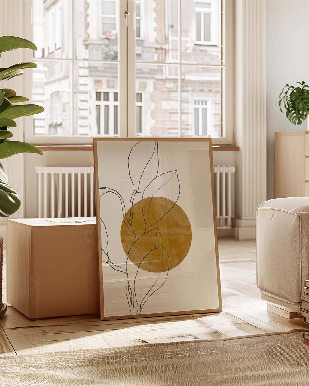 Goldenes Botanik Poster modern – Golden Line Botanic